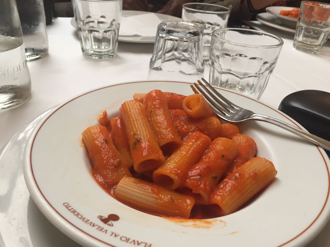 This is pasta at Flávio Al Velavevodetto, one of the most authentic Italian restaurants you will ever see in Rome. It is in a working class area and stays pack. A bit of advice, do not order the spaghetti with meatballs, the cook will leave the kitchen and eject you. Spaghetti and Meatballs is not done in Rome